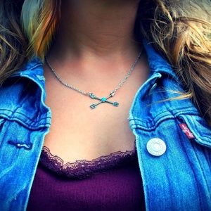 Native Friendship Crossing Arrows Stone Necklace